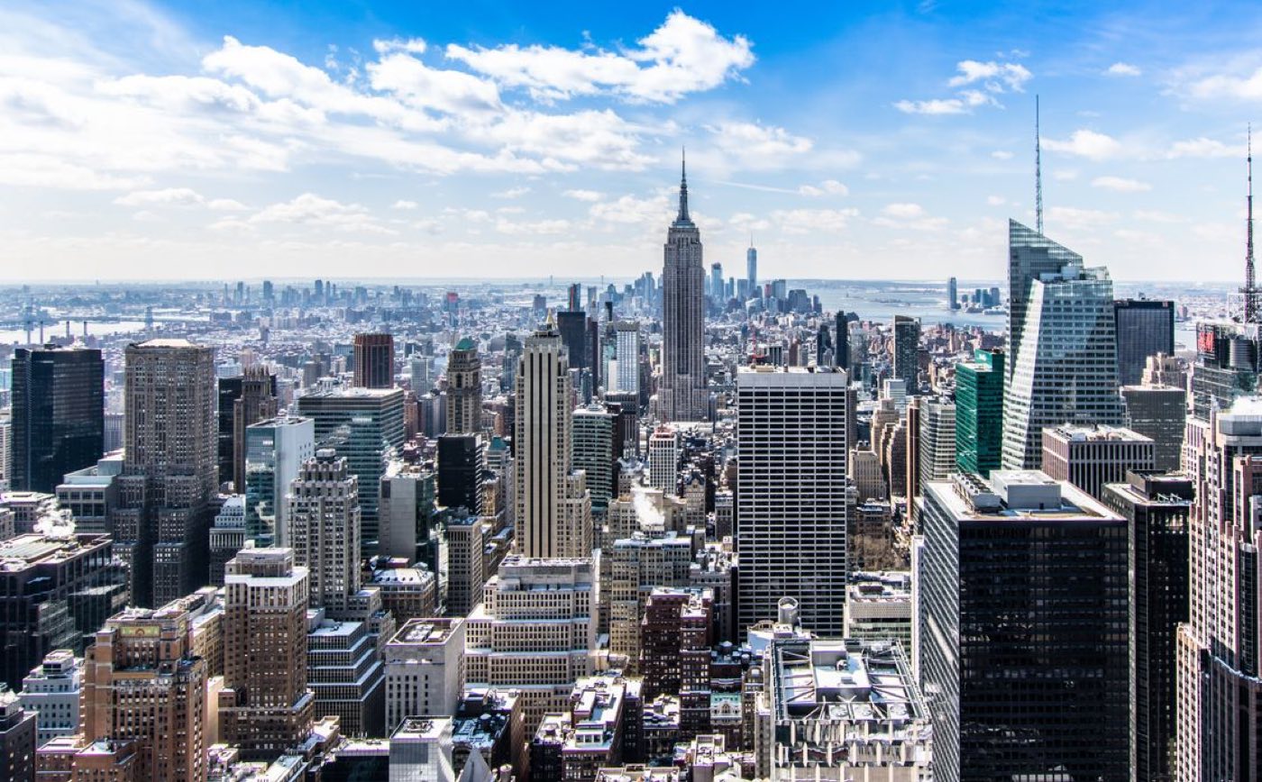 A city skyline on a clear day