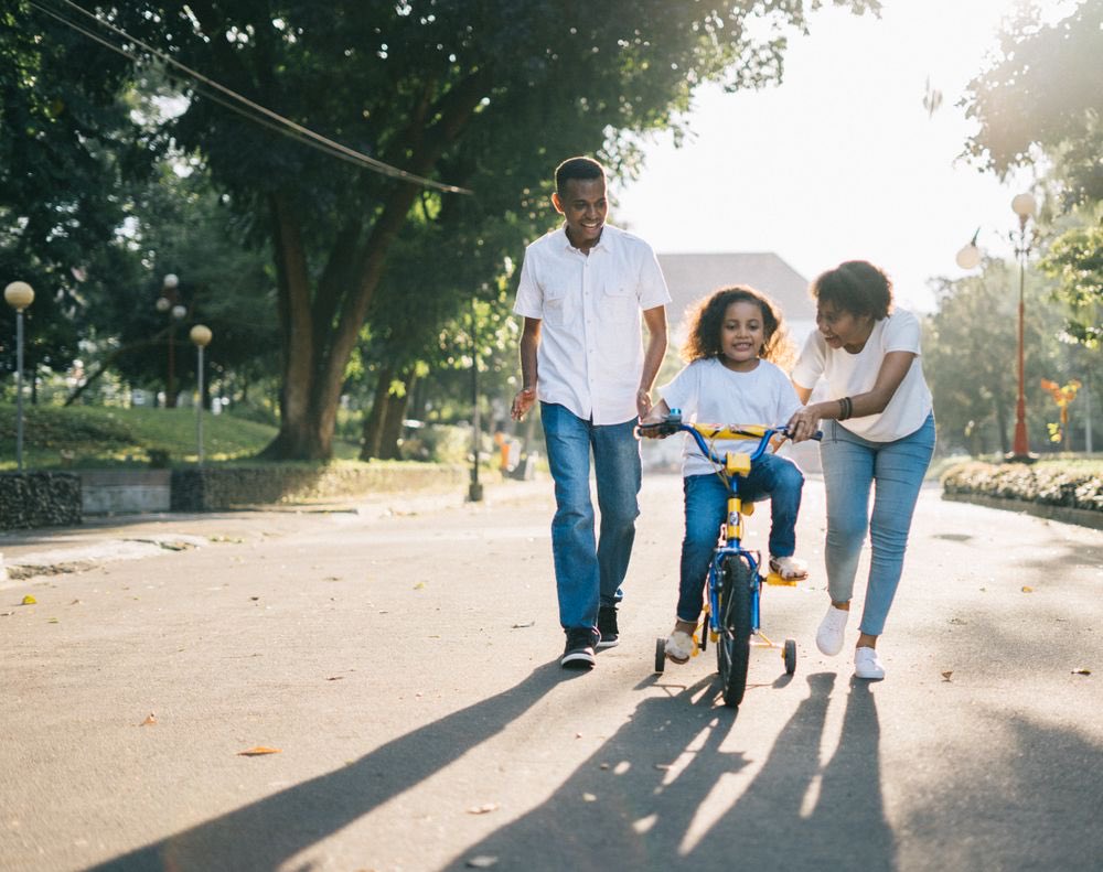 A family out together in a park